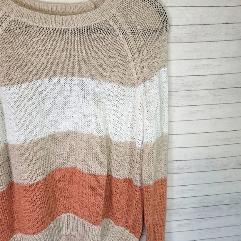 360 SWEATER LINEN BLEND COLORBLOCK SWEATER, SZ MEDIUM - Picture 3 of 7